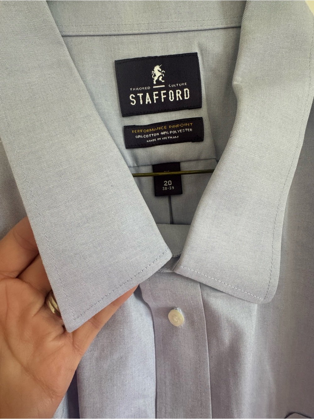 Stafford Light Blue Men's Performance Dress Shirt